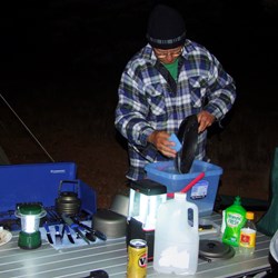 Ian washing the dishes