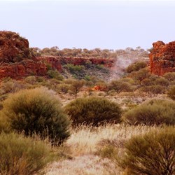 A distant plume of smoke