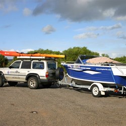 Towing our boat to Ningaloo