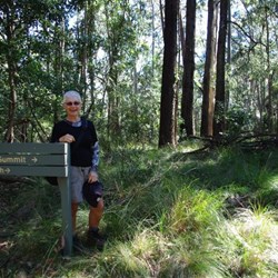track junction sign and me close to the summit