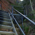 metal staircases towards the summit of Pigeon House Mountain