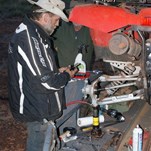 Scotty attending to the rear boot on Big Red.