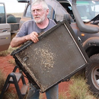 Michael J with the damaged radiator.