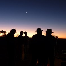 What a set of heads - Sunset near the fire.