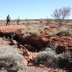 Outback Al and one of the posible rockhole sites located at the breakaways