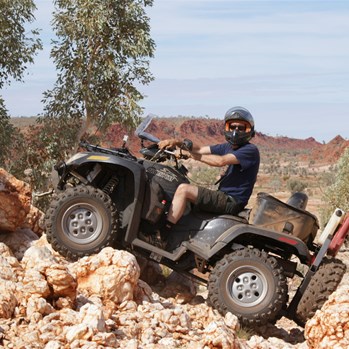 Scotty tackling the quartz on the Arctic Cat