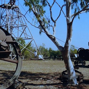 Display of mining machinery at Pine Creek