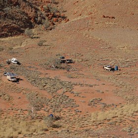 The camp viewed from the top of the Talus slope.