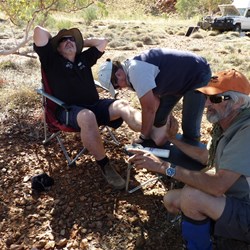 A little harder please Suze.  Captain Sooky La La being administered to by the GDEC first aid team