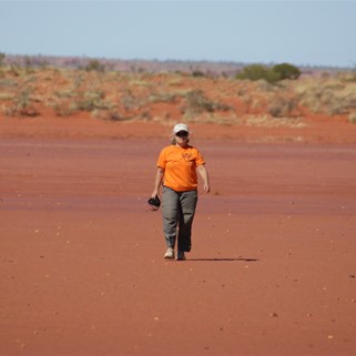 Gaby strolling across the Claypan
