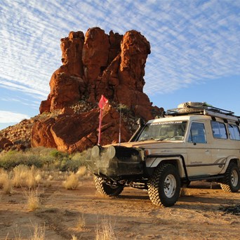 What an action shot - MJ's Troopy at Hanging Rock