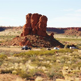 Our camp at Hanging Rock in the morning light