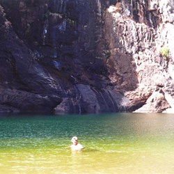 taking a dip at Gunlom