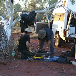 Scotty and MJ repair the days tyre damage