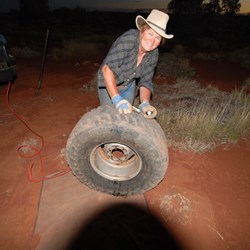 I want one of these - Suzette patching and reseating a 35" Toyo.