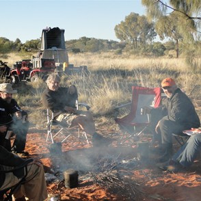The morning campfire at our Deep Rockholes Base Camp