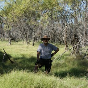 Scotty in the lush grass of Elizabeth Soak