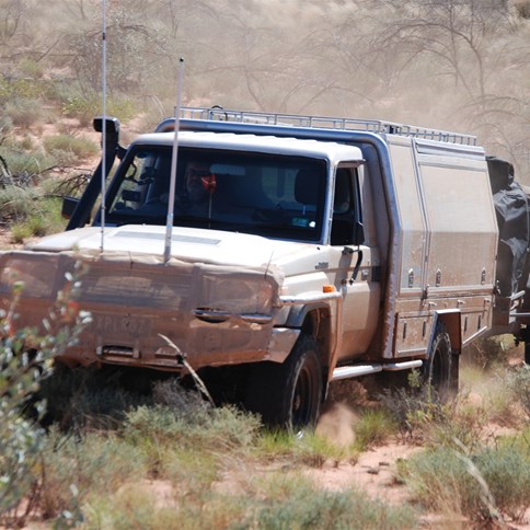 The mighty tuck truck tackling a dune