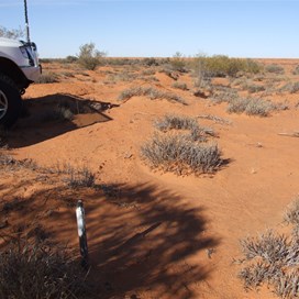 One of the many original shot line markers still intact