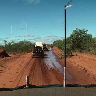 Heading south-east in land from the Great Northern Highway
