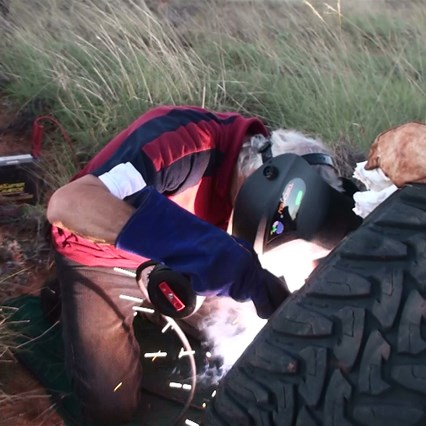 John getting stuck into the rim repairs