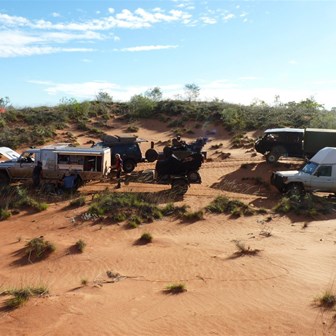 Scene of the wheel mishap - a blowout in a  dune top (in more ways than one)