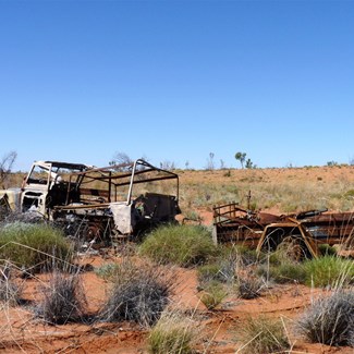The old Landrover wreck on the APT