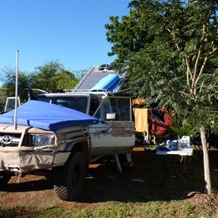 Camp at Broome looking like a bomb has hit it!