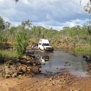 Scott and Gaby crossing the King Edward River