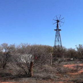 Old windmill, tanks and troughs. 