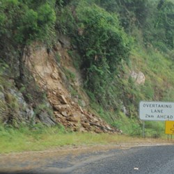 landslip on the road side near Brogo