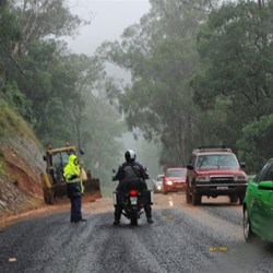 one lane of Princes Highway blocked while repairs are carried out after heavy rainfall