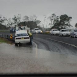 cars on the roadside south of Pambula NSW
