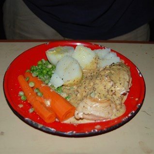 Dinner - Chiken with Green peppercorn sauce - yum