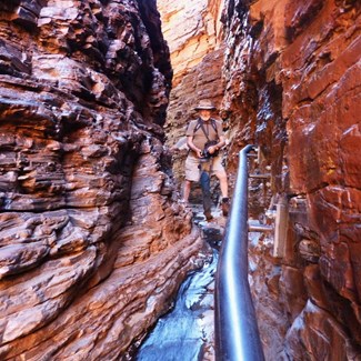 MJ at the Handrail - Weano Gorge