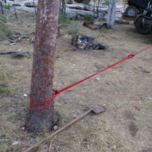 The extra rope work required to combat the nights strong winds