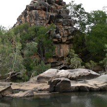 Granite stack and water worn rocks.
