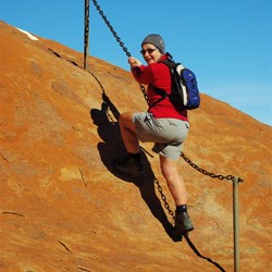 me climbing up the short chain