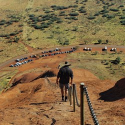 John descends..keeping the chain close for safety