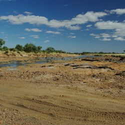 rocky and wet creek crossing