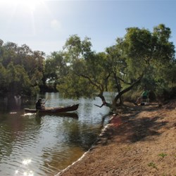 the canoe on Hookeys waterhole near Oodnadatta
