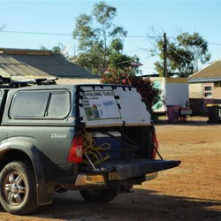 rear window...a casualty of the track. Beware and cover it with cardboard before setting out