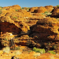  staircase dwarfed by rocks near the Garden of Eden
