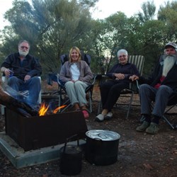 evening campfire with friends at Redbank gorge campground