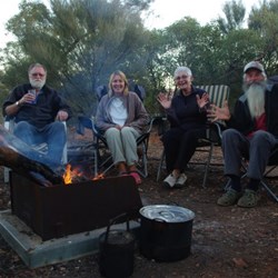 evening campfire with friends at Redbank Gorge