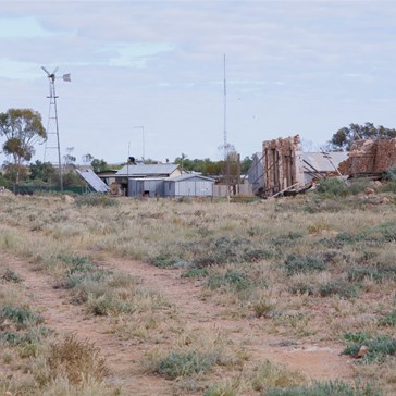 Kevin and Anne's house behind old ruins at Farina