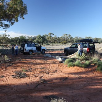 The boys setting up camp