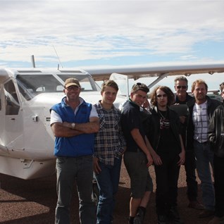 The lads at William Creek after their flight