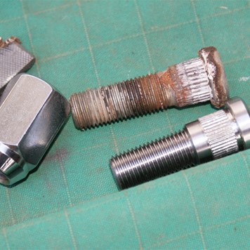 Old stud with high tensile replacement and new wheel nut