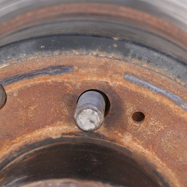 Original stud and gap once disc rotor rotates against it